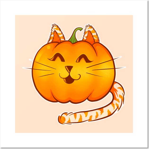 Pumpkin Kitty Wall Art by Leonie Jonk